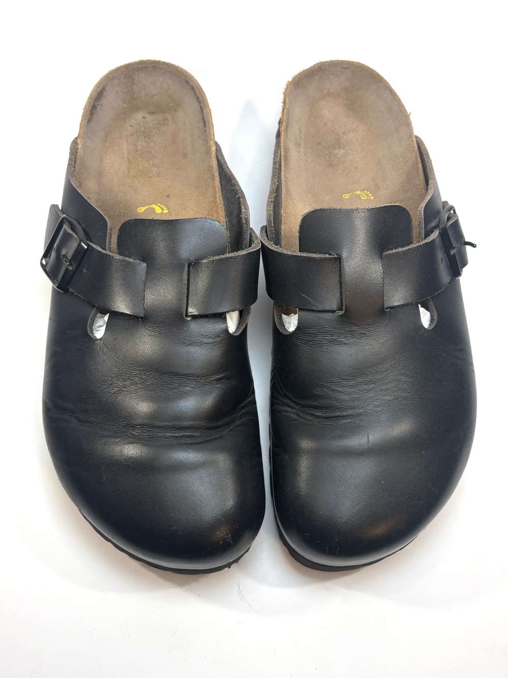 Birkenstock Black Leather Slip-On Boston Mules | 42